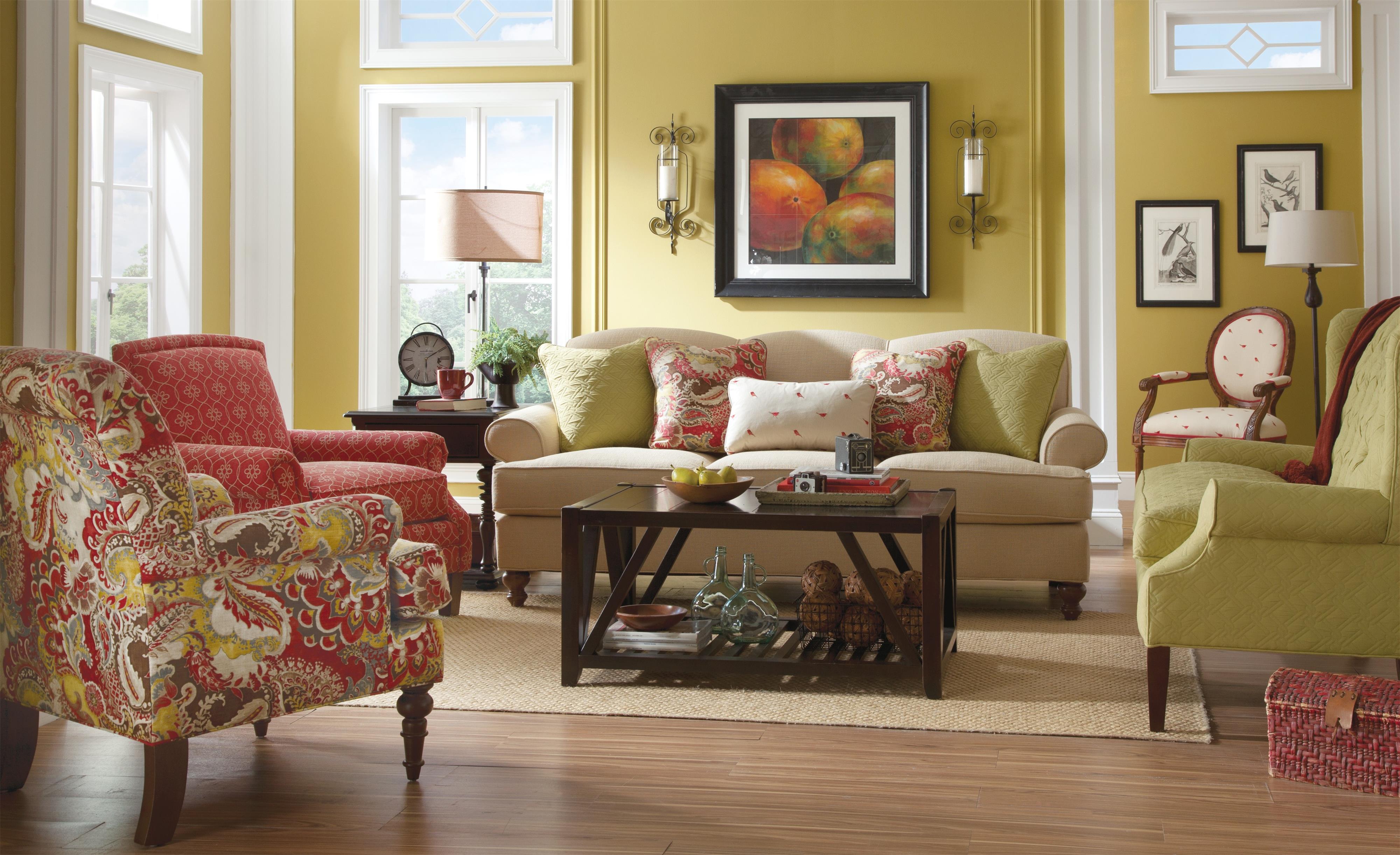 Paula Deen by Craftmaster P736500 Traditional Sofa with Rolled Arms and Turned Legs Sprintz Furniture Sofa